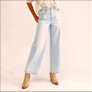 Wrangler for FP highrise wide leg jeans in dove 31